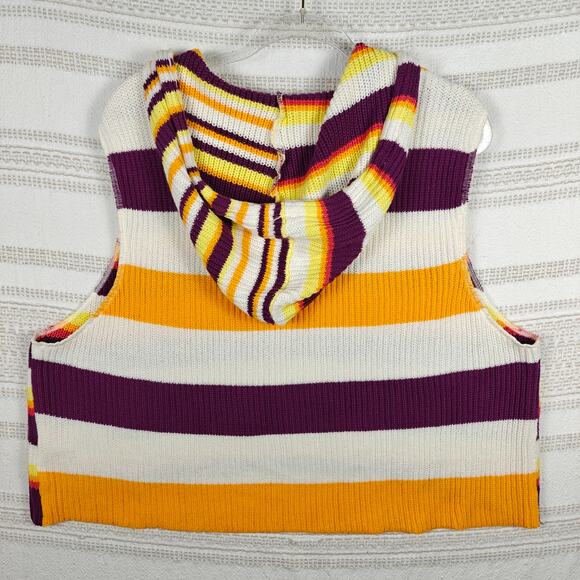 BDG Striped Knit Cropped Sweater Vest Hoodie Multicolor Size M NEW - Picture 2 of 9
